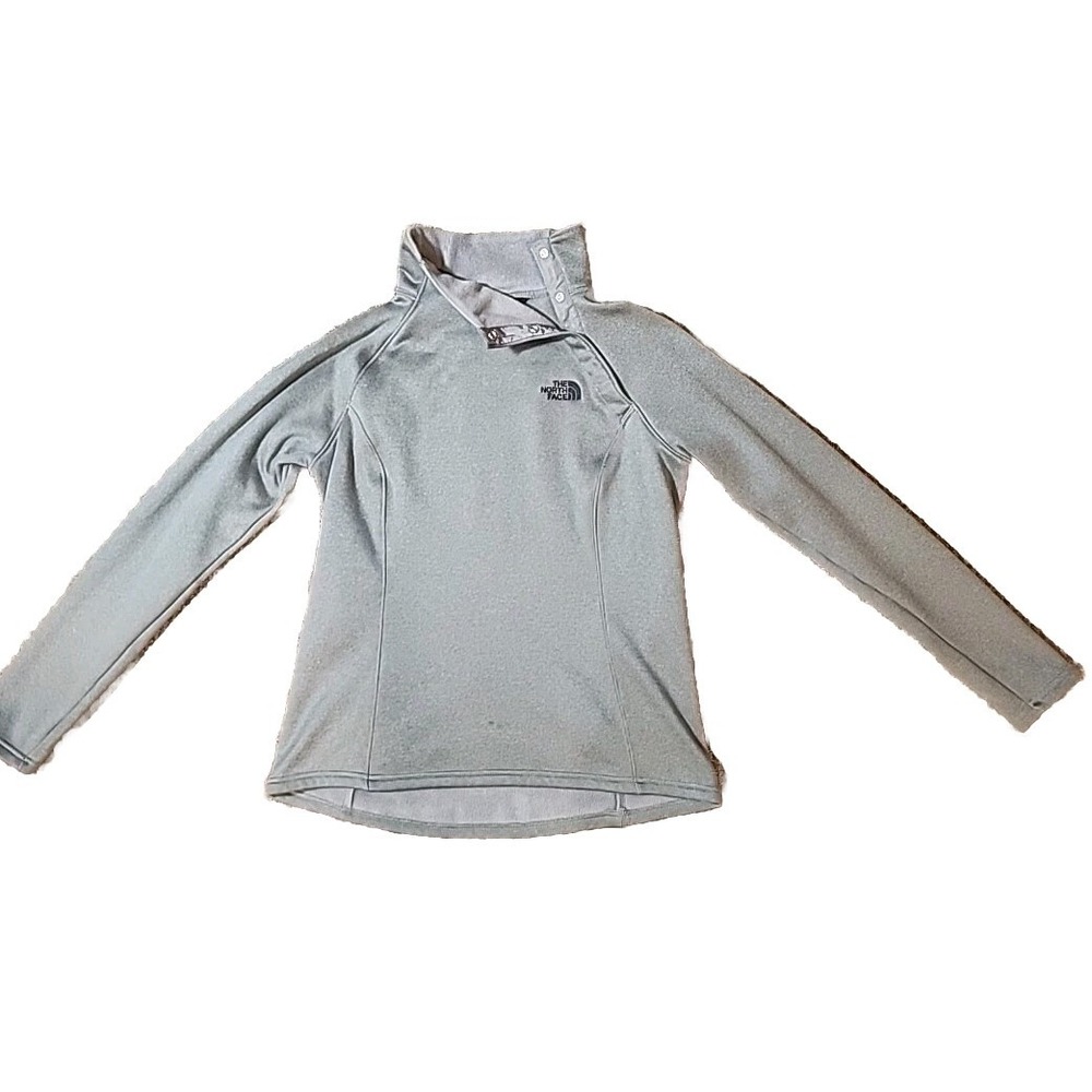 The North Face Pullover Women M Gray Asymmetrical Snap Neck Fleece NF00CVA8